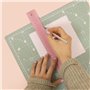 Craftelier - Règle métallique de 45 cm (18") | Couleur rose avec chiffres blancs | Base en liège et fabriquée en acier inoxydabl