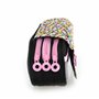 PracticDomus Trousse de rangement triple avec fermeture éclair individuelle, trousse pour matériel scolaire et voyage, Fleuri, T