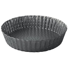 MGE - Moule à Tarte Perforé/Moule à Quiche avec Fond Amovible - Plat à Quiche - Moule Tartelette - Moules à Gâteaux Rond - Revêt