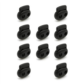 DOJA Barcelona | Arret de Cordon | Pack 10 | Stop Cordon 2 Trous | Largeur 25mm | en Plastique | Serre Cordon Oval Noir | pour C