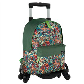 Sac à dos école Minecraft Crazy + chariot Toybags avec 4 roulettes pivotantes - poche principale et poche avant - compartiment p