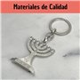Porte-clés chandelier - Porte-clés en chandelier 7 bougies Jérusalem en zinc et métal couleur argent - Accessoire de clés pour a