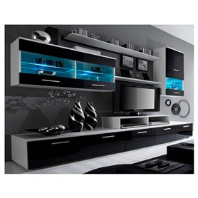 Skraut Home Meuble Salon Moderne Mat Brillant laqué | Dimensions : 250 x 194 x 42 cm de Profondeur