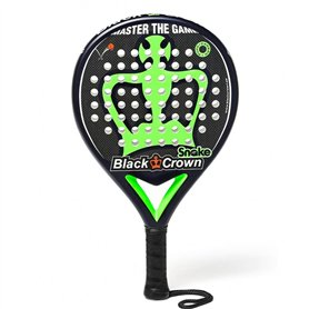 Black Crown - Raquette de Padel Snake - Forme Ronde - Puissance - Poids 355 GR - Cadre 38 mm avec Double Tube en Fibre de Carbon