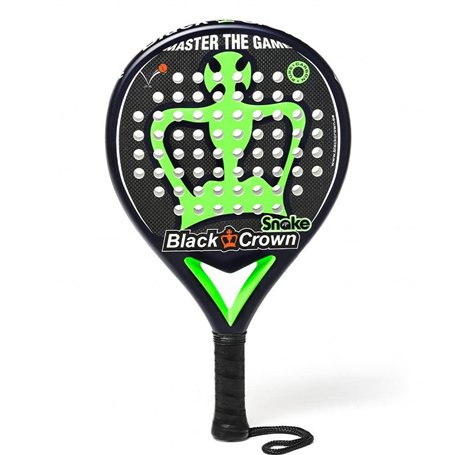 Black Crown - Raquette de Padel Snake - Forme Ronde - Puissance - Poids 355 GR - Cadre 38 mm avec Double Tube en Fibre de Carbon