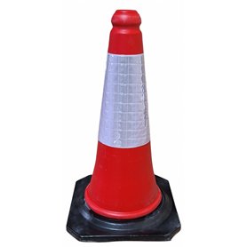 Ferretelix Cône de signalisation avec base en caoutchouc réfléchissant 50 cm