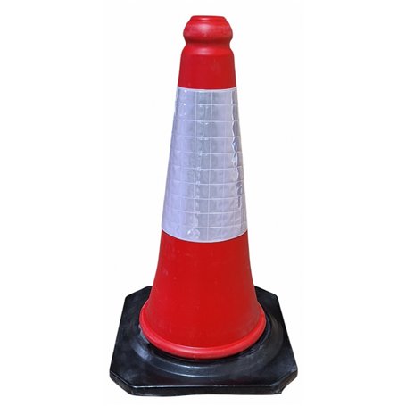 Ferretelix Cône de signalisation avec base en caoutchouc réfléchissant 50 cm