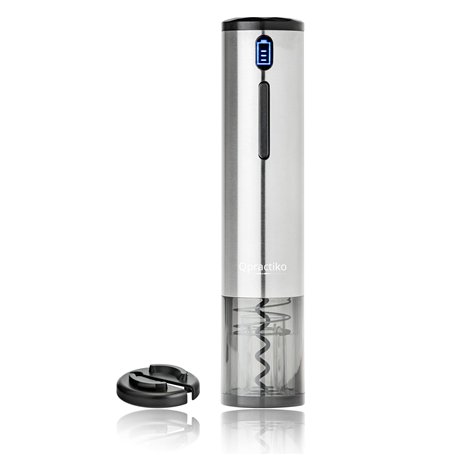 Qpractiko - Tire-bouchon Électrique Rechargeable | Ouvre jusqu'à 70 Bouteilles | Indicateur LED | Coupe-Capsule Inclus | Chargeu