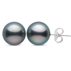 Boucles d'oreilles en Perles de Tahiti authentiques de 9 mm