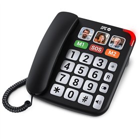 SPC Comfort Numbers Pro – Téléphone Fixe Senior avec Grandes Touches et Sonnerie très élevée | Amplificateur +20dB | 6 Contacts