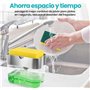 AZALA Distributeur de Savon Liquide avec Porte-éponge 2 en 1,Distributeur Liquide Vaisselle,Distributeur de Pompe à Main en Plas