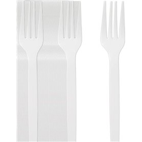 RASMACOR | Lot 100 Fourchettes réutilisables en plastique blanc