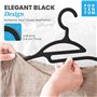 PORTENTUM Cintres en Plastique Recyclé, Lot de 50, Noir. Pour Vêtements Légers, Spécialement Conçus pour ne Pas Déformer les Col