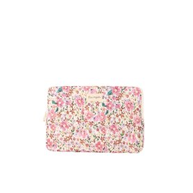 Housse pour ordinateur portable 13 et 14 pouces - Matelassée - Imprimé fleurs et carreaux vichy noirs - Petite Mafalda