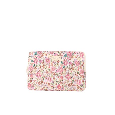 Housse pour ordinateur portable 13 et 14 pouces - Matelassée - Imprimé fleurs et carreaux vichy noirs - Petite Mafalda