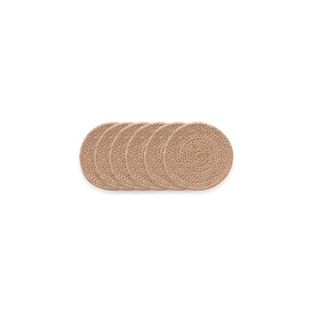 Lot de 6 sets de table ronds en jute 10 x 10 cm