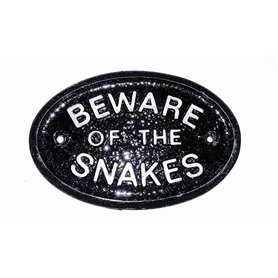 Silver "Beware of the serpents"/Gate House Plaque murale en noir avec argent surélevé Lettrage