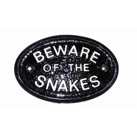 Silver "Beware of the serpents"/Gate House Plaque murale en noir avec argent surélevé Lettrage