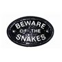 Silver "Beware of the serpents"/Gate House Plaque murale en noir avec argent surélevé Lettrage