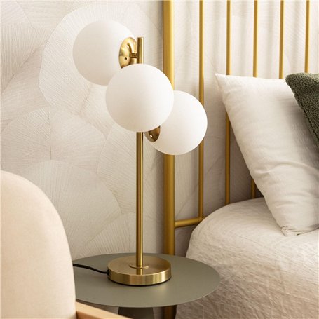 LEDKIA LIGHTING - Lampe à Poser Moonlight Brass | 3 Spots Design Unique | Compatible Ampoules LED E27 | Métal et Verre | Pour Ma