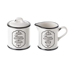 Jeu de sucre et laitier stoneware noir et blanc - LOLAhome