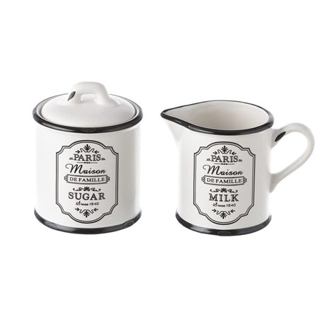 Jeu de sucre et laitier stoneware noir et blanc - LOLAhome