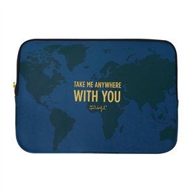 WONDEE Mr Wonderful Housse pour Ordinateur portablee 13 à 14" Pouces avec Phrase Romantique et Motif Carte du Monde