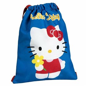 Sac à dos serré par des ficelles Hello Kitty Bleu 27 x 33 cm