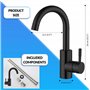 Robinet lavabo haut noir mat salle de bain acier inoxydable levier unique eau chaude et froide avec tuyaux inclus mitigeur lavab