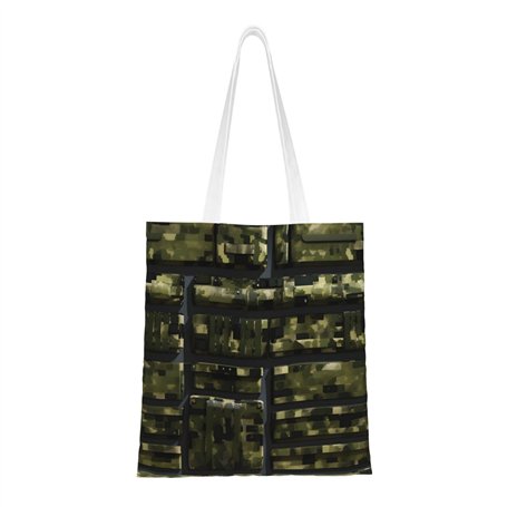 KOUUIP Sac fourre-tout en toile avec imprimé camouflage numérique pour femme