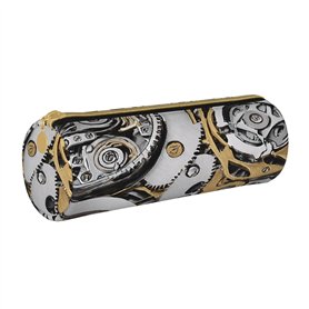 LHFIOHIRG Trousse à crayons cylindrique en cuir PVC avec fermeture éclair (Cool Steampunk Gears) - Organiseur de maquillage pour
