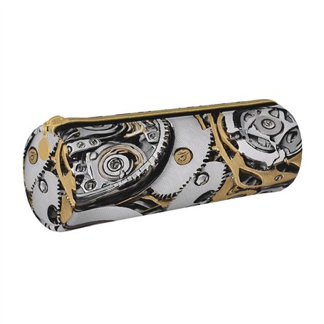 LHFIOHIRG Trousse à crayons cylindrique en cuir PVC avec fermeture éclair (Cool Steampunk Gears) - Organiseur de maquillage pour