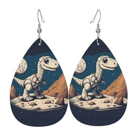 Boucles d'oreilles pendantes drôles astronaute dinosaure roche pour femme - Bijoux en forme de larme
