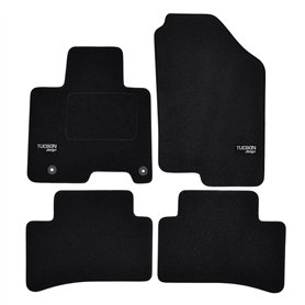 J&J AUTOMOTIVE | Logo Tapis De Sol Noir Velours sur Mesure pour Tucson Depuis 2021 4 pcs