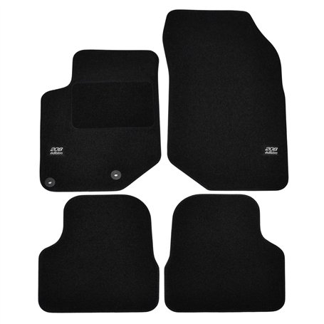 J&J AUTOMOTIVE | Logo Tapis De Sol Noir Velours sur Mesure pour 208 Depuis 2019 4 pcs