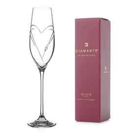 DIAMANTE Swarovski Flûte à champagne Prosecco en verre avec cristaux Swarovski Motif cœurs Livré dans une boîte cadeau