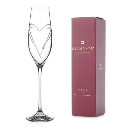 DIAMANTE Swarovski Flûte à champagne Prosecco en verre avec cristaux Swarovski Motif cœurs Livré dans une boîte cadeau