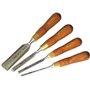Narex Lot de 4 burins à bords biseautés de qualité supérieure avec poignées en bois de charme teinté
