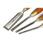 Narex Lot de 4 burins à bords biseautés de qualité supérieure avec poignées en bois de charme teinté