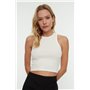 Trendyol Lot de 2 Paquets de balais d'essuie-Glace Super Crop tricotés pour athlète T-Shirt, Cinnamon-Écru, S Femme