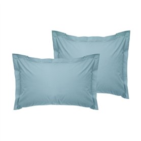 Lot de 2 taies d'oreiller Oxford de qualité supérieure - Bleu pétrole - 80 x 80 + 5 cm - 100% Coton Ranforce