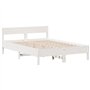 WKIEQACO Lits et accessoires, lits et cadres de lit, bibliothèque sans matelas, blanc, 150 x 200 cm, en pin massif King Size