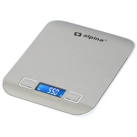 alpina Balance de cuisine numérique Alpina - jusqu'à 5 kilos - avec fonction de tare - G-KG-LB-OZ - Piles incluses - acier inoxy