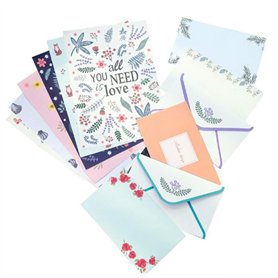 24 Feuilles de Papier à Lettres et 12 Enveloppes