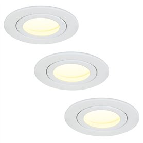HCFEI - IP44 Dimmable LED Spot Encastrable Blanc | Aussi pour Salle de Bains | 5W 230V | Lot de 3 Spots | Blanc Chaud