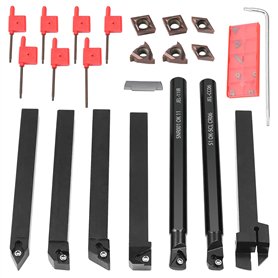 21 pièces 10 x 10 mm Porte-Outil De Tournage，Tournage en Carbure Multifonctionnel Support Alésoir avec Inserts De Carbure