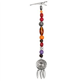 Boland 47127 - Pince à cheveux pirate avec perles et amulette - Accessoire de cheveux - Pirate - Corsaire - Indien - Carnaval -