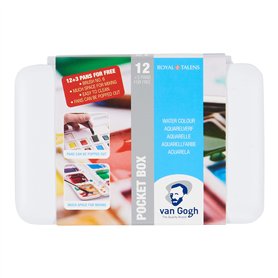 Van Gogh Estuche de acuarelas básicas Con 12 acuarelas en medias pastillas + 3 Colores Gratis (20808632)