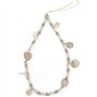 LZKHEH Cordon de téléphone Portable avec Bijou et dragonne en Cristal Beige Anti-Perte - étui Pendentif chaîne