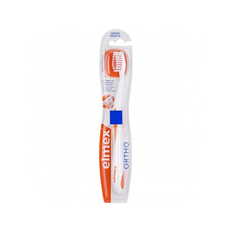 elmex Brosse à dents Ortho Soft 1 pièce - Poils en forme de U spécialement conçus pour le nettoyage des dents sur et autour des